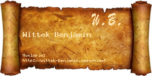 Wittek Benjámin névjegykártya